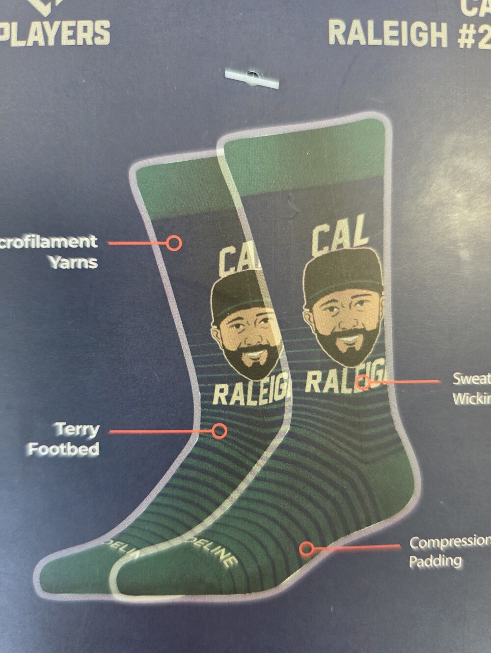 Strideline Cal Raleigh Seattle Mariners MLB Premium Knit Socks Green OS NWT